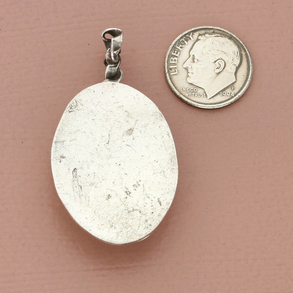 navajo sterling silver vintage braided turquoise pendant - Picture 2 of 4